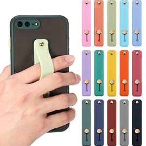 15 pieces phone grip strap finger loop for cell phone case phone finger holder assorted colors silicone stretch phone grip stand for most mobile phones and tablets