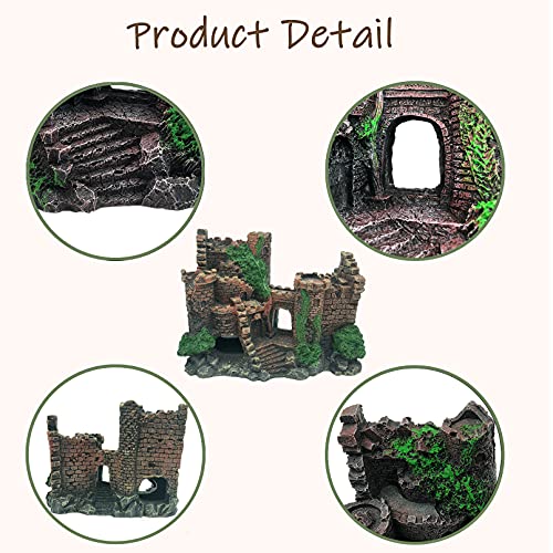 Tfwadmx Resin Classical Castle Reptile Habitat Decorations Lizard Hideouts Cave Coconut Shell Hut Ornament Terrarium Accessories for Chameleon,Gecko,Lizard,Snake and Hermit Crabs