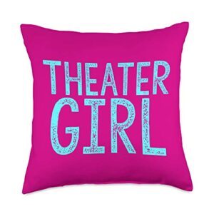 creative theater design studio cute theatre gift for women broadway lovers theater girl throw pillow, 18x18, multicolor