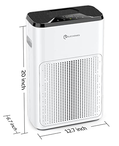 Smart WiFi Air Purifier for Home, Alexa and Google Control, Elechomes A3B True HEPA Filter Air Purifier for Large Room, Bedroom, Office Up to 320ft², Ultra Quiet Sleep Mode