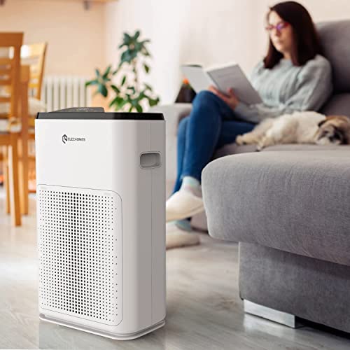 Smart WiFi Air Purifier for Home, Alexa and Google Control, Elechomes A3B True HEPA Filter Air Purifier for Large Room, Bedroom, Office Up to 320ft², Ultra Quiet Sleep Mode