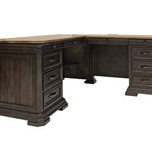 Martin Furniture IMSA684R-KIT Executve L-Desk & Return with Solid Wood Plank Tops, Fully Assembled, Brown
