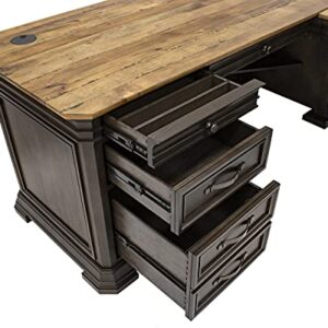 Martin Furniture IMSA684R-KIT Executve L-Desk & Return with Solid Wood Plank Tops, Fully Assembled, Brown