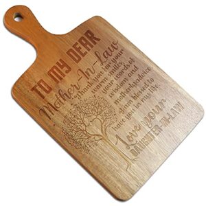 four orangutans mother in law funny engraved cutting board, funny farmhouse kitchen gift, from daughter in law, son, bride, wedding, groom, gift for mother in law, mom, christmas, mothers day gifts