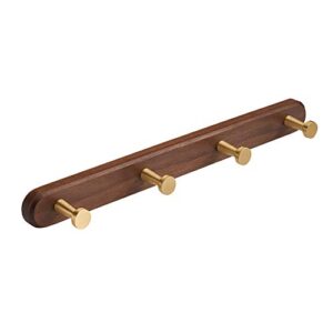 generic wall mounted coat rack multi hooks elegant walnut heavy duty wood gold 103 (4 hooks)