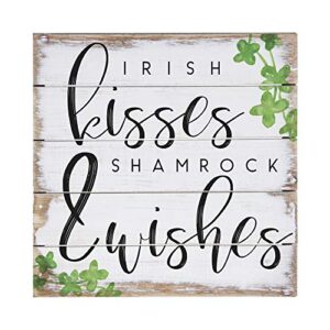 simply said, inc perfect pallets petites - irish kisses & shamrock wishes, 8x8 in wood sign pet18688