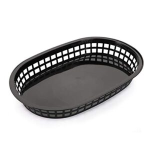 Cedilis 40 Pack Fast Food Baskets, 10.5 x 7 Inch Black Plastic Baskets, Food Service Tray for Hot Dogs, Burgers, Sandwiches, Fries, Barbecues, Picnics, Parties