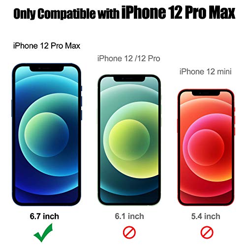 JAME Case for iPhone 12 Pro Max Case with Screen Protectors 2Pcs, Military-Grade Drop Protection Cover, Protective Phone Cases, with Ring Kickstand, Bumper Case for iPhone 12 Pro Max 6.7” Red