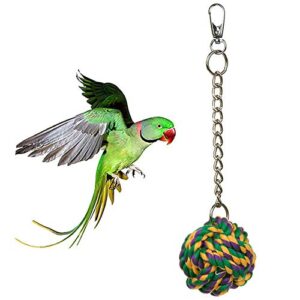 songbirdth parrot chew toys - bird parrot cotton rope chain ball hanging cage decor pet climbing chew toy for medium and small parrot random color