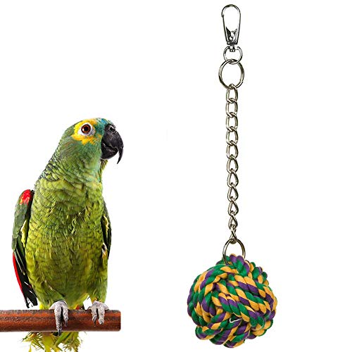 SONGBIRDTH Parrot Chew Toys - Bird Parrot Cotton Rope Chain Ball Hanging Cage Decor Pet Climbing Chew Toy for Medium and Small Parrot Random Color