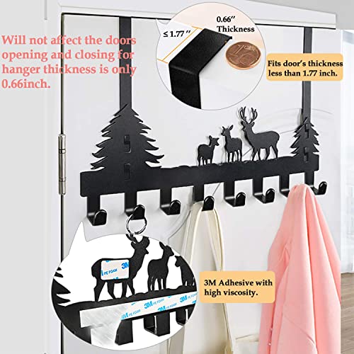 BeiLeiNiceHK Coat Hooks Wall Mounted Metal Towel Hook Rack Animal Deer Hanger for Bathrooms Door Decorative Hook Key Hooks Organizer for Coat, Hat, Clothes, Keys,Pet Leash,Umbrella, 8-Hooks, Black