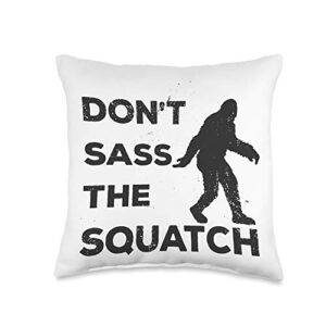 bigfoot yeti sasquatch apparel dont sass the squatch retro bigfoot throw pillow, 16x16, multicolor