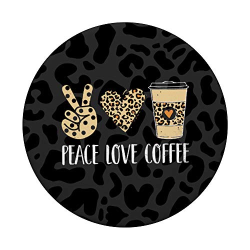 Cute Black Peace Love Coffee Symbol Heart Leopard Cheetah PopSockets PopGrip: Swappable Grip for Phones & Tablets
