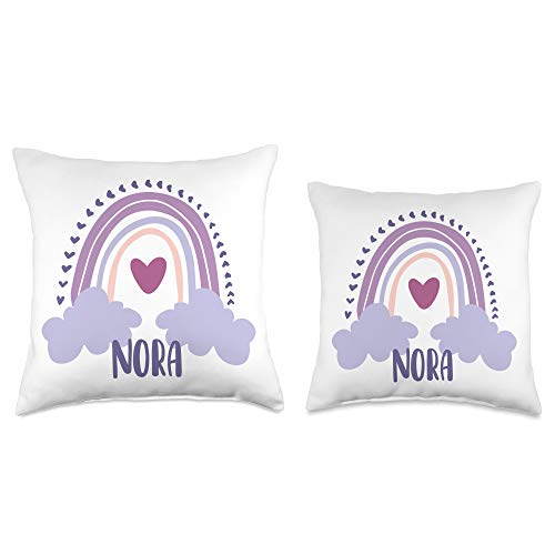 Cute Rainbow Name Designs Nora Personalized Custom Name Rainbow Cute Colorful Throw Pillow, 16x16, Multicolor