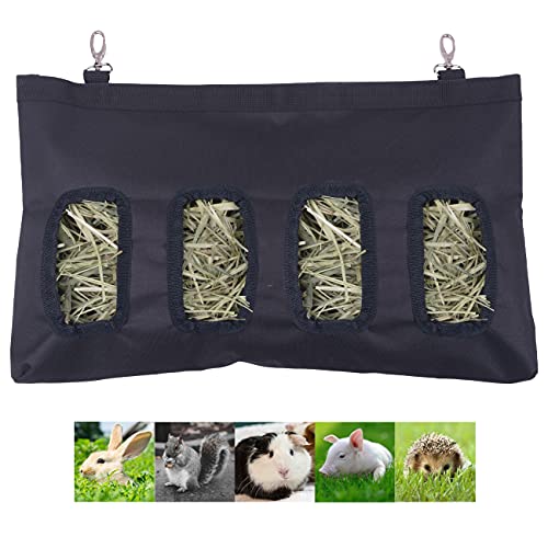 TSLIVE Rabbit Hay Feeder Bag, Guinea Pig Hay Feeder Storage, Rabbit Hay Bag, Guinea Pig Hay Feeder,18in X11 in Small Animal Feeder Bag,600D Oxford Cloth Fabric (Black)