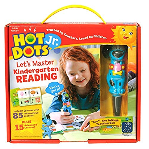 Educational Insights Hot Dots Jr. Let's Master Kindergarten Reading, Ages 5 and Up, (100 Self-Checking Lessons) & Hot Dots Jr. Beginning Phonics Card Set