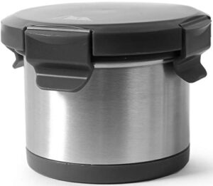 arctic zone leak proof thermal vacuum insulated food jar container with safe & easy 4 lock lid for hot and cold food, 16oz capacity - grey