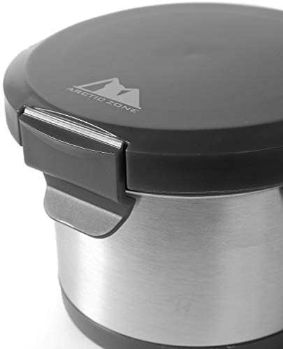 Arctic Zone Leak Proof Thermal Vacuum Insulated Food Jar Container with Safe & Easy 4 Lock Lid for Hot and Cold Food, 16oz Capacity - Grey