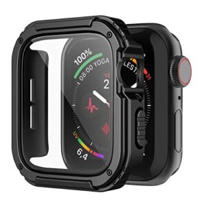 recoppa rugged apple watch case 42mm series 3/2/1 with screen protector, durable military grade quattro pro series drop-proof protective cover full coverage shock-proof bumper for men iwatch(black)