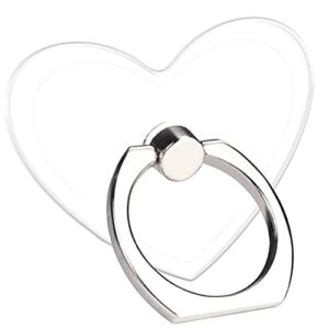 tacomege transparent clear phone holder ring grips, finger ring stand for cell phone tablet (heart-clear)