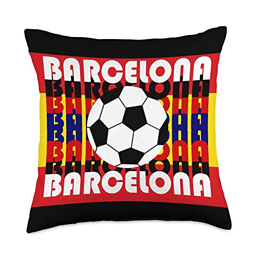 Black-Spain-Soccer-Futbol-Fans-Mementos Black-Barca-Barcelona-Bauhaus-Spring-Summer-2021 Throw Pillow, 18x18, Multicolor