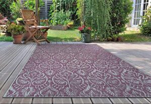 couristan marseille cassis indoor/outdoor area rug, 2' x 3'7", plum-ivory
