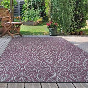 Couristan Marseille Cassis Indoor/Outdoor Area Rug, 2' x 3'7", Plum-Ivory