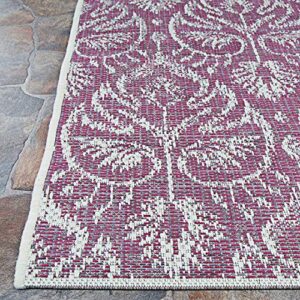 Couristan Marseille Cassis Indoor/Outdoor Area Rug, 2' x 3'7", Plum-Ivory