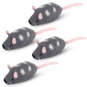feltcave wool cat mouse toys – handmade felt mouse cat toy without catnip, cat toys for indoor cats, cat mice toys 4-pack