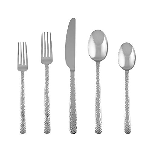 Cambridge Silversmiths Henrietta Hammered Mirror 20-Piece Flatware Set