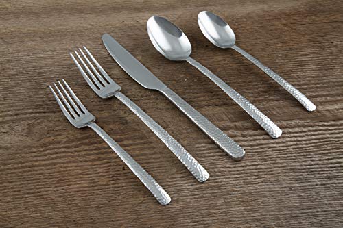 Cambridge Silversmiths Henrietta Hammered Mirror 20-Piece Flatware Set