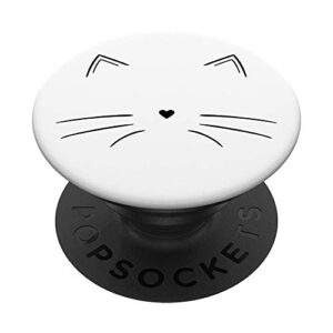 black cat face white popsockets swappable popgrip