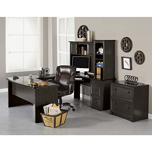 Realspace® Broadstreet 65"W Hutch for U-Shaped Desk, Walnut