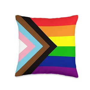 rainbow lgbt cushion, queer home decor, equality lgbtq progress flag, gay pride, lgbt throw pillow, 16x16, multicolor