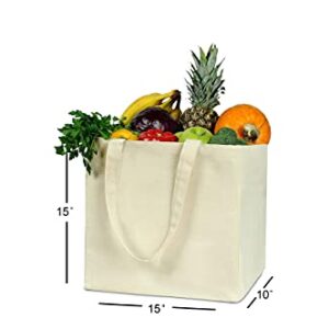 Reusable Grocery Bags XL 3 Pack Heavy Duty Double Bottom Organic Canvas Tote Bags Shopping Bags