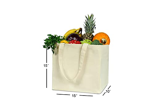 Reusable Grocery Bags XL 3 Pack Heavy Duty Double Bottom Organic Canvas Tote Bags Shopping Bags