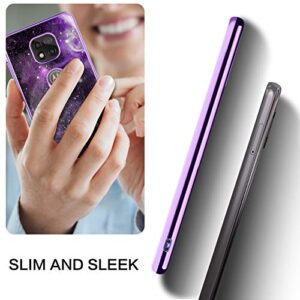 BENTOBEN Compatible with Moto G Power 2021 Case, Slim Fit Glow in The Dark Soft Flexible Bumper Protective Anti Scratch Non-Slip Cute Cover for Motorola Moto G Power (2021) 6.6 Inch, Purple Nebula