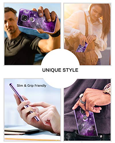 BENTOBEN Compatible with Moto G Power 2021 Case, Slim Fit Glow in The Dark Soft Flexible Bumper Protective Anti Scratch Non-Slip Cute Cover for Motorola Moto G Power (2021) 6.6 Inch, Purple Nebula