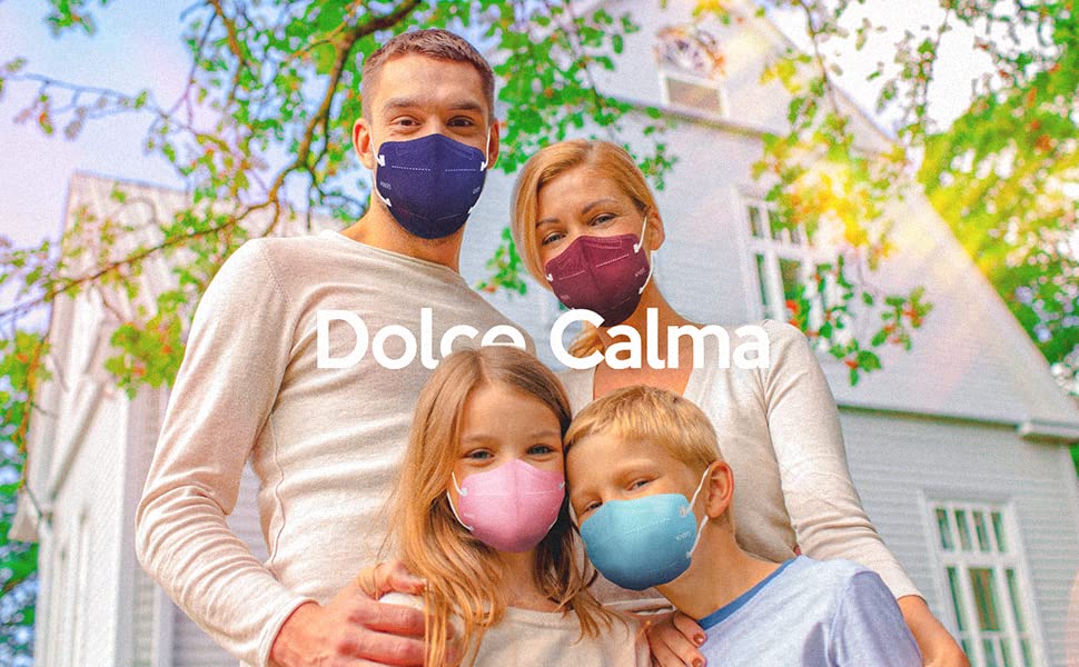 Dolce Calma KN95 Face Mask, 50 Pack Individually Wrapped, 5-Ply Breathable and Comfortable Multicolor Masks for Men and Women, Adjustable Nose Clip & Flexible Earloop KN95 Mask