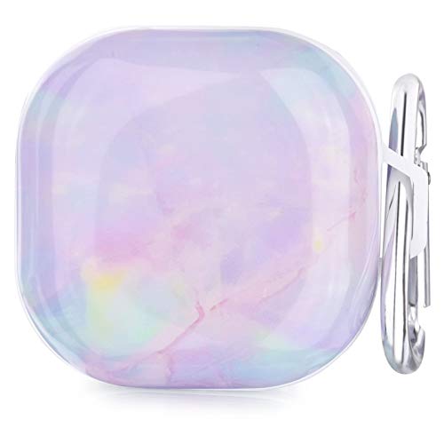 OLEBAND Galaxy Buds 2 Pro/Buds Live/Buds pro/Buds 2 case with Cute Pattern and Keychain Accessory,Hard Cover for Women and Girls,Colorful Marble