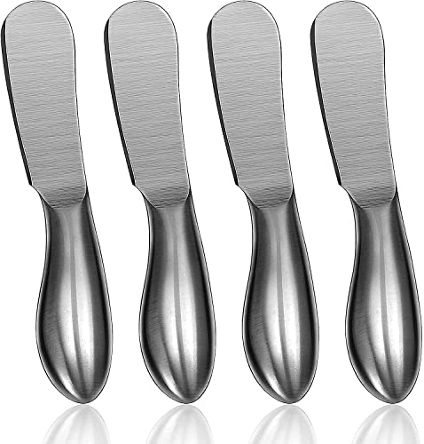 GUZE-US Butter Knife (4 PCS), Stainless Steel Cheese Spreader, Butter Spreader Knives Set, Used for Cheese, Cold Butter, Jam, Pastry and Other Kitchen Daily Spreader Knife