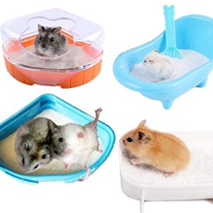 kathson Hamster Bath Sand with Bathroom Gerbil Grooming Sand Tiny Friends Farm Chinchilla Dust Bath Potty Litter Sand Mouse Dry Bath Sand Sandbox for Dwarf Hamster Rat Mice Small Hedgehog