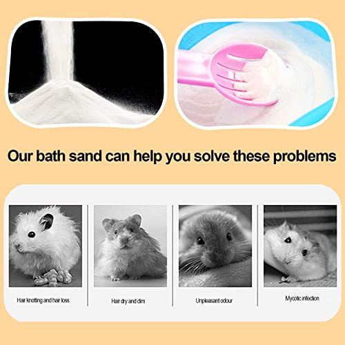 kathson Hamster Bath Sand with Bathroom Gerbil Grooming Sand Tiny Friends Farm Chinchilla Dust Bath Potty Litter Sand Mouse Dry Bath Sand Sandbox for Dwarf Hamster Rat Mice Small Hedgehog