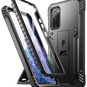 Poetic Revolution Series Designed for Samsung Galaxy S20 FE 5G Case (2020 Release), Full-Body Rugged Dual-Layer Shockproof Protective Cover with Kickstand and Built-in-Screen Protector, Black