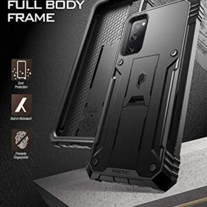 Poetic Revolution Series Designed for Samsung Galaxy S20 FE 5G Case (2020 Release), Full-Body Rugged Dual-Layer Shockproof Protective Cover with Kickstand and Built-in-Screen Protector, Black