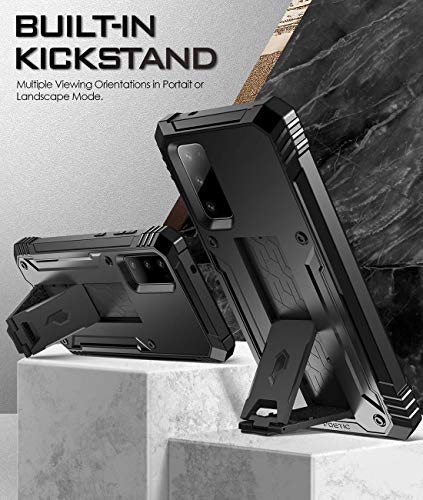 Poetic Revolution Series Designed for Samsung Galaxy S20 FE 5G Case (2020 Release), Full-Body Rugged Dual-Layer Shockproof Protective Cover with Kickstand and Built-in-Screen Protector, Black