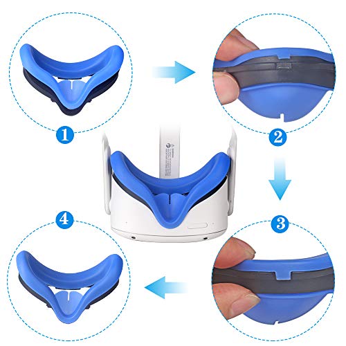 TATACO VR Silicone Cover Eye Pad for Oculus Quest 2 - Sweat-Proof, Lightproof, Non-Slip, Washable Blue