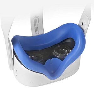 TATACO VR Silicone Cover Eye Pad for Oculus Quest 2 - Sweat-Proof, Lightproof, Non-Slip, Washable Blue