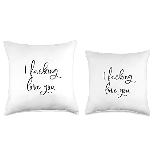 Funny Gift For Husband Wife - ElizaDesigns I Fucking Love You-Swear Word Girlfriend Boyfriend Sweary Throw Pillow, 16x16, Multicolor