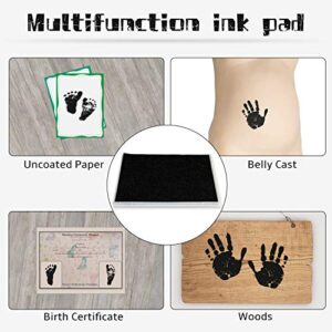 Ink Pad, 5x4'' Washable Non-Toxic Ink Stamp Pad for Baby Footprint Handprint, Black